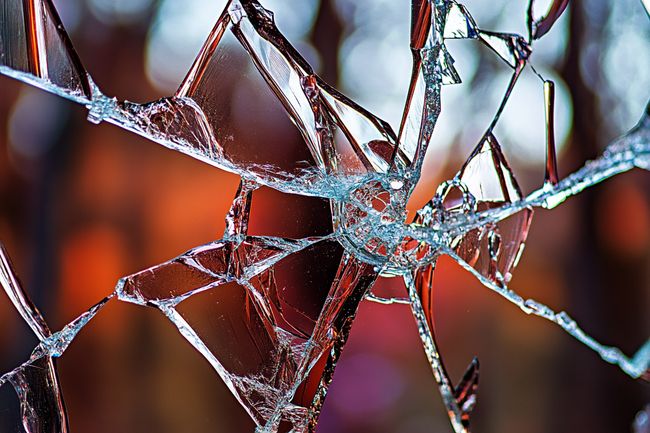 A fractured mirror of interlocking glass shards reflects colored light, symbolizing fragmented understanding of AI's transparency.
